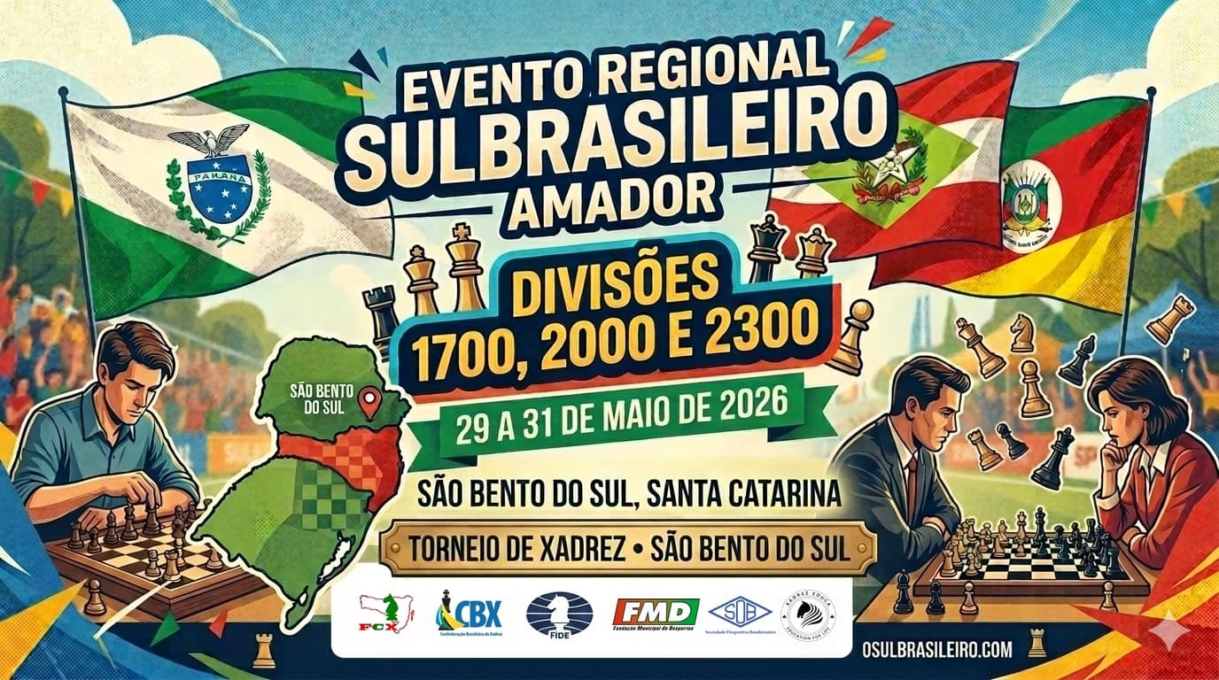 São Bento do Sul sedia Regional Sul-Brasileiro de Xadrez Amador em maio