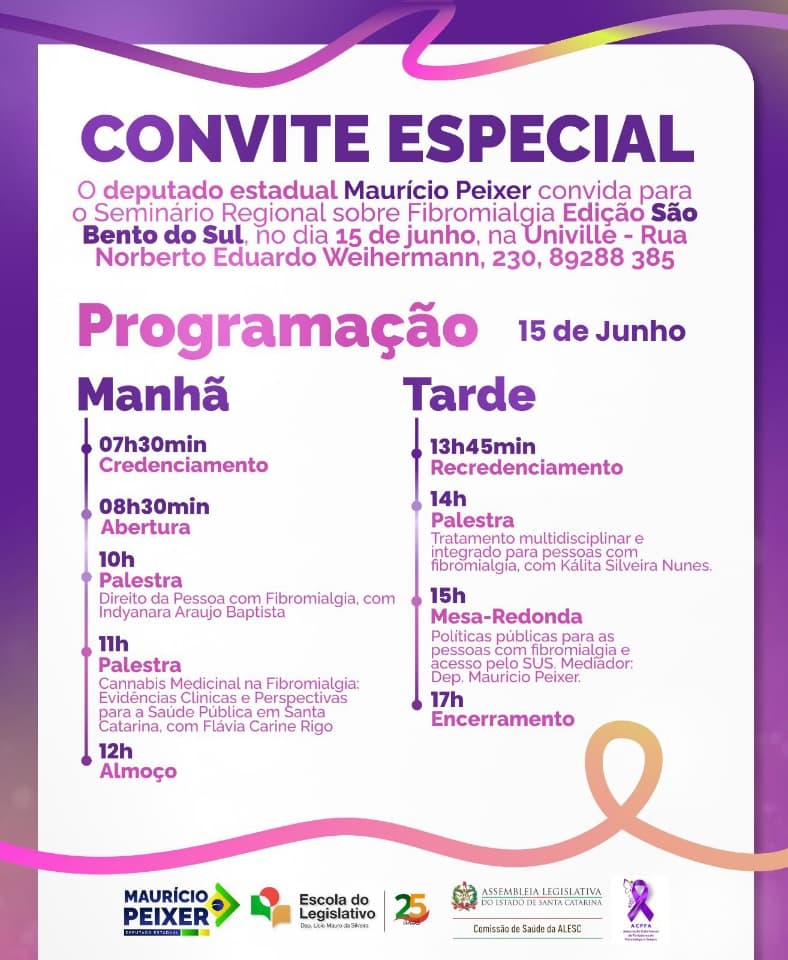 São Bento do Sul sedia Seminário Regional sobre Fibromialgia com foco em direitos e tratamentos