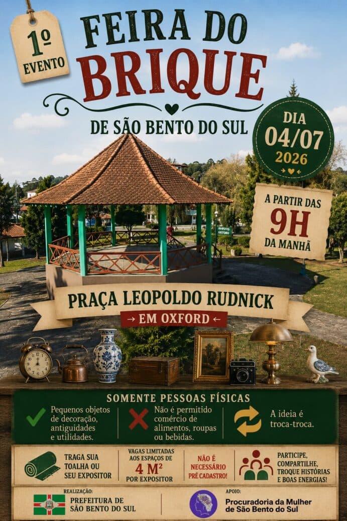 São Bento do Sul promove 1ª Feira do Brique para valorizar trocas e antiguidades